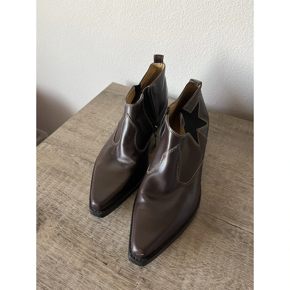Women's Tommy Hilfiger cowgirl Star Ankle Western Booties SZ 9 Brown‎ Patriotic